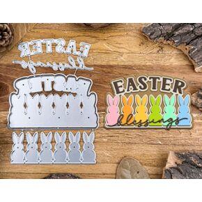 Easter Bunny Frame Metal Die Cuts,Words Easter Rabbit Frame Background Wedding Cutting Dies Cut Stencils for DIY Scrapbooking Album Embossing Paper Dies Card Making