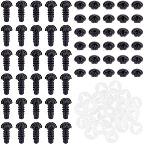 Gomakerer 30 مجموعة أنوف صياغة مع فواصل ، 15x8x6.5mm/0.59x0.31x0.26 بوصة أنوف سلامة الكلاب البلاستيكية دمية دمية دمية صنع أنف جرو لصنع الحيوانات المحنطة ، الأسود