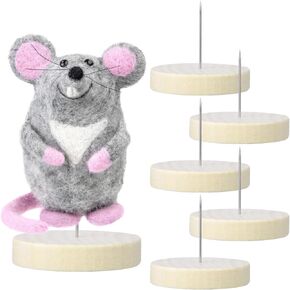DEARMAMY 6 Set Crochet Doll Stand, Single Steel Needle Doll Holder Wooden Doll Display Felting Doll Base Support Figure Stand