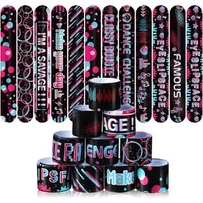 Civaner 40 PCS Music Party Party Slap Bracelet for Kids Music Space Space Decorations Music Dance Wristbands Space Slap Bracelets for Girls Boy
