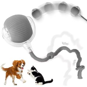 Interactive Rolling Pet Ball, Upgraded Electric Rolling Cat Toys Ball Self Moving Dog Toy, 360° Automatic Rolling Ball Toy Electric Pet Balls for Cats Dogs (Grey)
