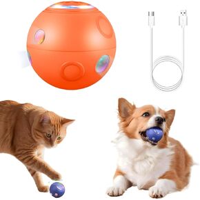 Upgraded Automatic Cat Ball Dog Toy, Smart Rolling Ball Toy for Dog Cat, Electric Balls for Self Moving Interactive Cat Toys (Orange)