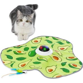 Interactive Cat Toy, Automatic Cat Toys for Indoor Exercise, Hide and Seek Cat Toy with Motion Activated, Moving Concealed Feather, USB Rechargeable