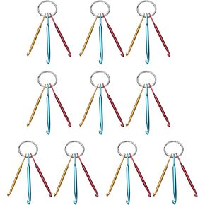 uxcell 2Set Aluminum Keychain Crochet Hook Mini Mixed Small Crochet Yarn Needles Multi-Colour Weaving Tool for Beginners Adults