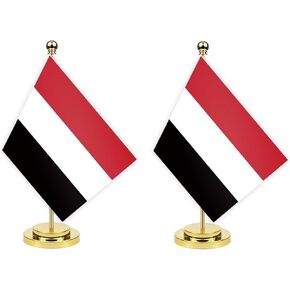 2pcs علم مكتب اليمن ، يبلغ طوله 12 بوصة لافتة يمنية داخلية صغيرة ، ديكور طباعة صغيرة للمكتب الطاولة المنزلية