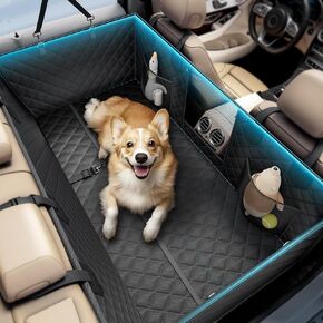 Upgrade Black Blue Dog Car Seat Cover for Back Seat, [Protect Interior, Waterproof & Easy to Clean] Soft Dog Car Seat Protector, Fits Car Sedan SUV Truck Van, Size M