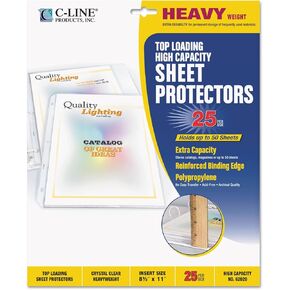 C-Line 62020 High Capacity Polypropylene Sheet Protectors, Clear, 50-Inch , 11 x 8 1/2, 25/BX