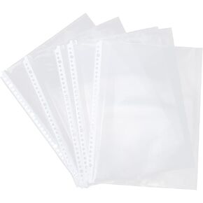 100Pcs Clear Sheet Protectors 30 Holes Inner Paper File Binder Sleeves Pouch A4 Binder Pocket Protector Replacement for Home Office