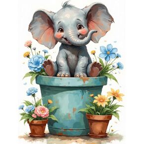 Fotasmua Paint by Numbers Kit for Adults Beginners, Elephant Acrylic Adult Paint by Number Kits on Canvas, Flower Digital Oil Number Painting Kits for Home Decor Gift 16"x20"
