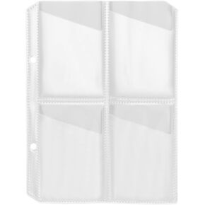 10 Pack 4 Pocket Sleeve for Yoto Card case, 2 Holes Fit 2 Rings Card Case Card Holder Card Binder, Transparent Inside Page