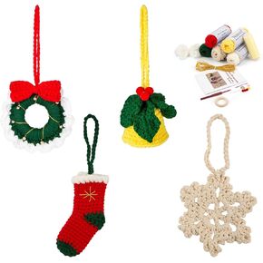NOOCRO CROCHET DIY مجموعة كاملة من زخرفة عيد الميلاد تخزين زخرفة الجرس الزهور للثلوج للمبتدئين مع خيوط متميزة ، أدوات ، تعليمات مفصلة ، برامج تعليمية خطوة بخطوة. للحصول على هدايا العطلات والزخارف