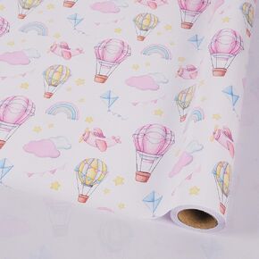 RayofSun Hot Air Balloons Wrapping Paper for Baby Girl - 17 Inch X 32 Feet Baby Shower Wrapping Paper Roll for Birthday, Party Gift Wrap