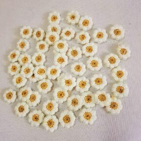 50PCs Handmade Stick on Appliqued Daisy Flowers Applique DIY Craft Trim Headwear Accessory Patches15mm(White A)