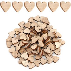 100 Pcs Wooden Heart Decorations, Mini Wooden Heart Ornaments Unfinished Small Wooden Hearts for Crafts Wood Heart Cutout for Birthday Wedding Christmas Decoration
