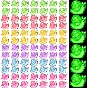 90 Pcs Luminous Resin Snail Miniatures Mini Animals Figures Cute Snail Figurine Fairy Decor Animal Ornament for Garden Landscape Home Accessories Craft Cake Decoration DIY