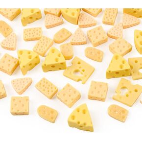 Miniature Artificial Cheese, 60 Pcs 6 Styles Fake Cheese Resin Simulation Cheesecake Dessert Food Models for Dollhouse Kitchen Decoration DIY Accessory Photography Props