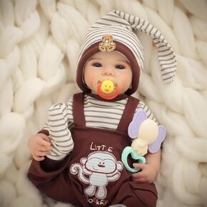 Realistic Reborn Baby Dolls 20" Sweet Smile Lifelike Newborn Baby Doll Full Vinyl Body Poseable Real Life Like Toddler Bebe with Birth Certificate & Feeding Kit Toys Gifts for Kids Age 3+