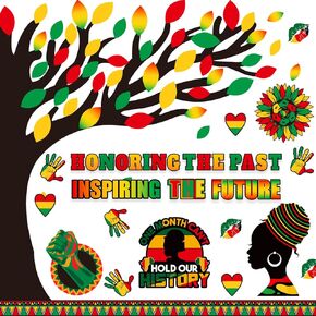 121Pcs Black History Month Decorations for Classroom Bulletin Board Decor Cutouts Sets for African American Celebration Party School Classroom Chalkboard Poster Decoration