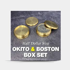 مجموعة Zqion Okito & Boston Box (حجم نصف الدولار) حيل السحر عملة تظهر تخفي السحر الساحر عن قرب أوهام وسيلة للتحايل