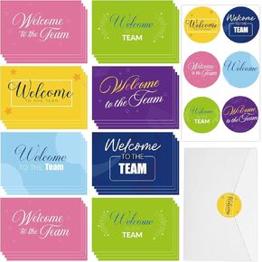 72 Pack Welcome to the Team Cards Bulk Work Greeting Cards with Envelope Sticker Colorful Blank Inside Welcome Note Cards for New Employees Hire Welcome Gifts Party Decoration Supplies