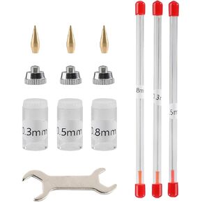 rockible 11 Pieces 0.3mm 0.5mm 0.8mm Airbrush Nozzle Kits Accessories Airbrush Sprayer Accessories with Wrench Professional for Replacement Parts
