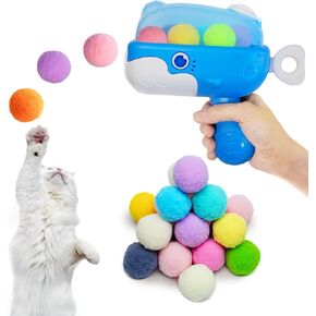 Gun Toy for Cats with Ball Storage Space, 36 pcs Larger Silent Plush Balls with 1 Toy Launcher Gun for All Adult Cat Breeds, Plus Extra 12 Spare Balls