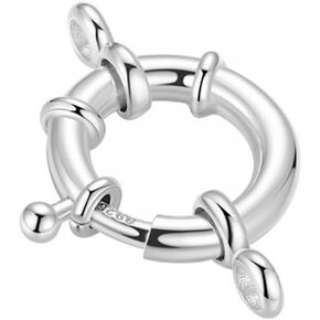 Jewelry Spring Clasps 925 Sterling Silver 15mm Round Close Ring Clasps Connector for DIY Necklace Bracelets Jewelry Making Handmade Crafts (Silver)