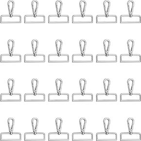 Framendino, 24 Pack Lobster Claw Swivel Clasps Metal D Ring Snap Hooks Trigger Lanyard Clasp Clips Hook for Keychain Jewelry DIY Crafts Purse Bag Making 2 Inch Silver