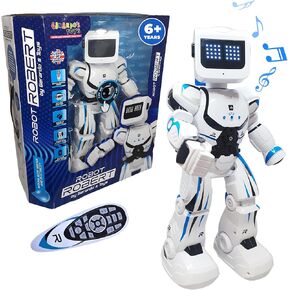 GERARDO'S TOYS RC Robot Robert - The Amazing Robot Robert With Light Up Eyes Can Speak English, Walk, Dance, Play Music, & Rock His Head | The Best Remote Control Kids Toy Of The Year For Boys & Girls