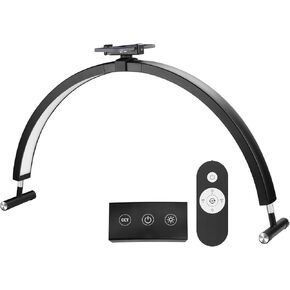 Half Moon Light for Nail Desk wtih Phone Holder, 30in 45W Nail Tech Light, Desk Light for Nails, Lashes, Manicure, 3200K to 6500K Dimmable Light Modes and Brightness (Black)