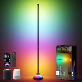 RGB with IC Smart LED Floor Lamp & Corner Lamp with DIY Customization, 114 Dynamic Lighting Scenes, Music Sync, Alexa & Google Voice Control, Customizable for Living Room, Bedroom & Party Venues