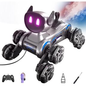 XOS Remote Control Robot Dog Toys for Boys & Girls, Rechargeable Stunt RC Car with Music, Spray, Climbing, Multiple Postures, LED Eyes, for 6-12+ Kids Birthday/Christmas/Easter Gifts