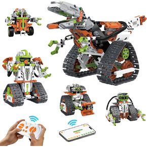 Aukfa 5 in 1 STEM Robot Toys Building Kits ، ألعاب الديناصورات للأولاد الذين تتراوح أعمارهم بين 8 و 12 عامًا ، App و App & Remote Control Engineering Toys Edys Projects DIY STEM For Kids For Boys & Girls (539 block)