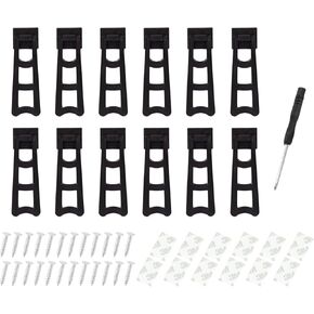 12 Pcs Easel Back Stand Plastic Photo Frame Easel, Black Adhesive Easel Back Support with 24 Pieces Screws 12 Pieces Stickers and 1 Screwdriver