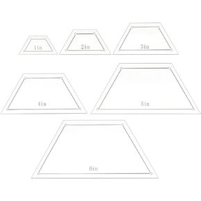 BENECREAT 6pcs 1/2/3/4/5/6 Inch Acrylic Quilting Template, Half Hexagon Rulers Clear Patchwork Quilt Supplies for Cutting Patterns, Sewing, and DIY Blanket Making Projects