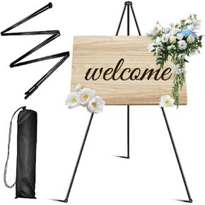 Art Painting Display Easel, 66" Large Easel Stand for Display, Tripod Collapsible Metal Portable Floor Easel, Foldable Stand with Portable Bags, Extra Sturdy for Paintings, Drawing and Wedding