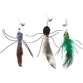 Milisten Cat Toy Wand Placement مع Bell: 3pcs Cat Interactive Cat suer repraction exclude - cat furry toy chills for cat inchten wand (Green+Gray+Black)