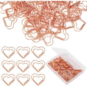 100 PCS مقاطع ورقية القلب مقاطع ورق صغيرة للنساء لوازم المكاتب المشابك الورقية وثيقة زفاف الزفاف وثيقة الحرف ملاحظة فرز تنظيم paperclip (الذهب الوردي)