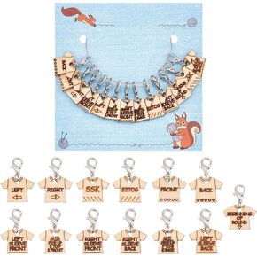 nbeads 13 pcs 13 أنماط علامات غرزة على شكل تي شيرت الخشب ، علامة غرزة الكروشيه الخشبية قفل غرزة مع ملحقات الكروشيه crocheting class لوبستر لتصميم إرشادات الاتجاه