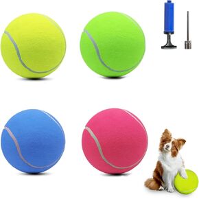 4 Pack 9.5" Oversize Giant Tennis Ball Dog Tennis Ball Large Pet Chew Toy for Outdoor/Indoor Sports Dog Ball Gift with Needle
