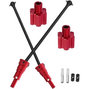 RC 10MM Drive Shaft CVD & Wheel Hex Hubs Upgrades Part for 1/5 X Maxx 8S Monster Truck,45# Steel Driveshaft Front Rear Axles & Aluminum Wheel Nut & Wheel Hex Hops Up,Red