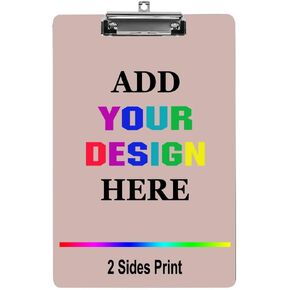 Customize Clipboard with Name Text Picture Image, Custom A4 Letter Size Personalized Metal Clip Hanging Clip Board for Boys Girls Kids Students Teachers Classroom Schools, white1