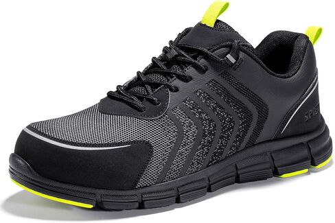 SPIEZ Waterproof Safety Shoes for Men Women, Lightweight Composite Toe Work Shoes Black Green US4-13.5 in Saudi Arabia