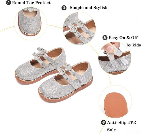 حذاء Kiderence للفتيات الصغيرات Mary Jane Dress Shoes مدرسة أكسفورد للبنات وردي مسطح مقاس 11M in Kuwait