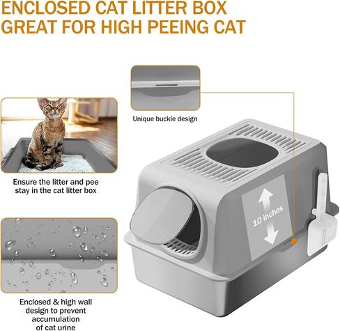 Stainless Steel Cat Litter Box, Extra Large Enclosed Top Entry Litter Box for Big Cats, Metal Litter Box, Easy to Clean, Anti-Urine Leakage, High Sided Kitty Litter Box with Scoop and Mats in Saudi Arabia