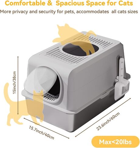 Stainless Steel Cat Litter Box, Extra Large Enclosed Top Entry Litter Box for Big Cats, Metal Litter Box, Easy to Clean, Anti-Urine Leakage, High Sided Kitty Litter Box with Scoop and Mats in Saudi Arabia
