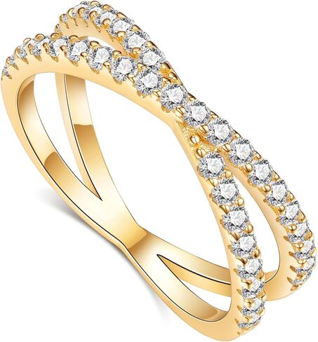 IMOLOVE Moissanite Wedding Band, Criss Cross Ring Wedding Bands for Women Sterling Silver Eternity Band Rings for Women Stackable Moissanite Eternity Band Rings for Women Size 10 in Kuwait