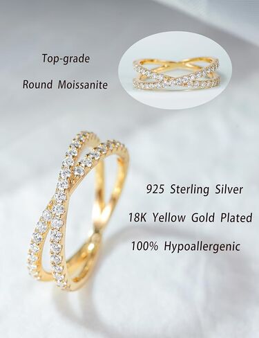 IMOLOVE Moissanite Wedding Band, Criss Cross Ring Wedding Bands for Women Sterling Silver Eternity Band Rings for Women Stackable Moissanite Eternity Band Rings for Women Size 10 in Kuwait