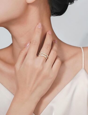 IMOLOVE Moissanite Wedding Band, Criss Cross Ring Wedding Bands for Women Sterling Silver Eternity Band Rings for Women Stackable Moissanite Eternity Band Rings for Women Size 10 in Kuwait