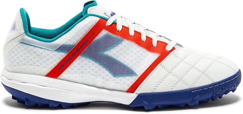 Diadora Brasil ELITE Turf Soccer Shoe - Water-Resistant Suprellsoft, Non-Slip PU Heel Lining, Flex Points on Insole, Fine Craftsmanship (Blue/White/Orange, US Footwear Size System, Adult, Men, Numeric, Medium, 11.5) in Saudi Arabia